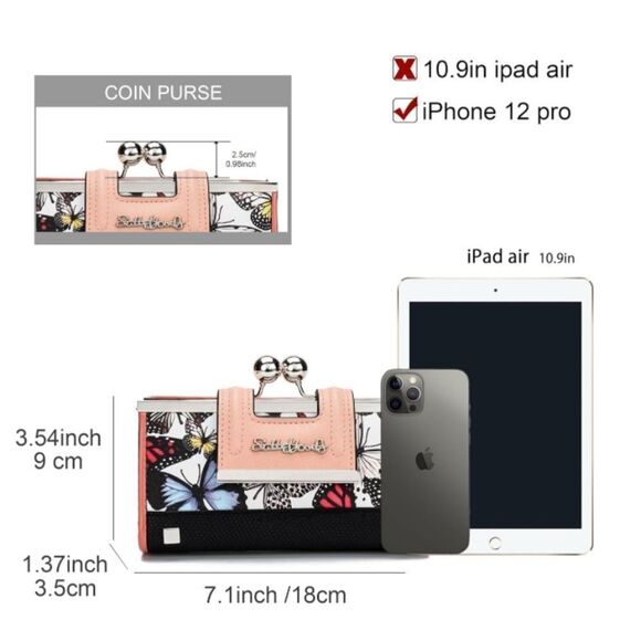 🦋🦋Women Wallet Leather Large Capacity Long Wallet, with 10-card slots and clips - Picture 4 of 5